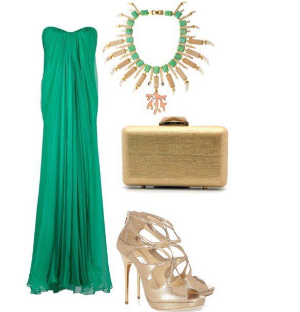 emerald_green_dress_and_high_heels_outfit_combination