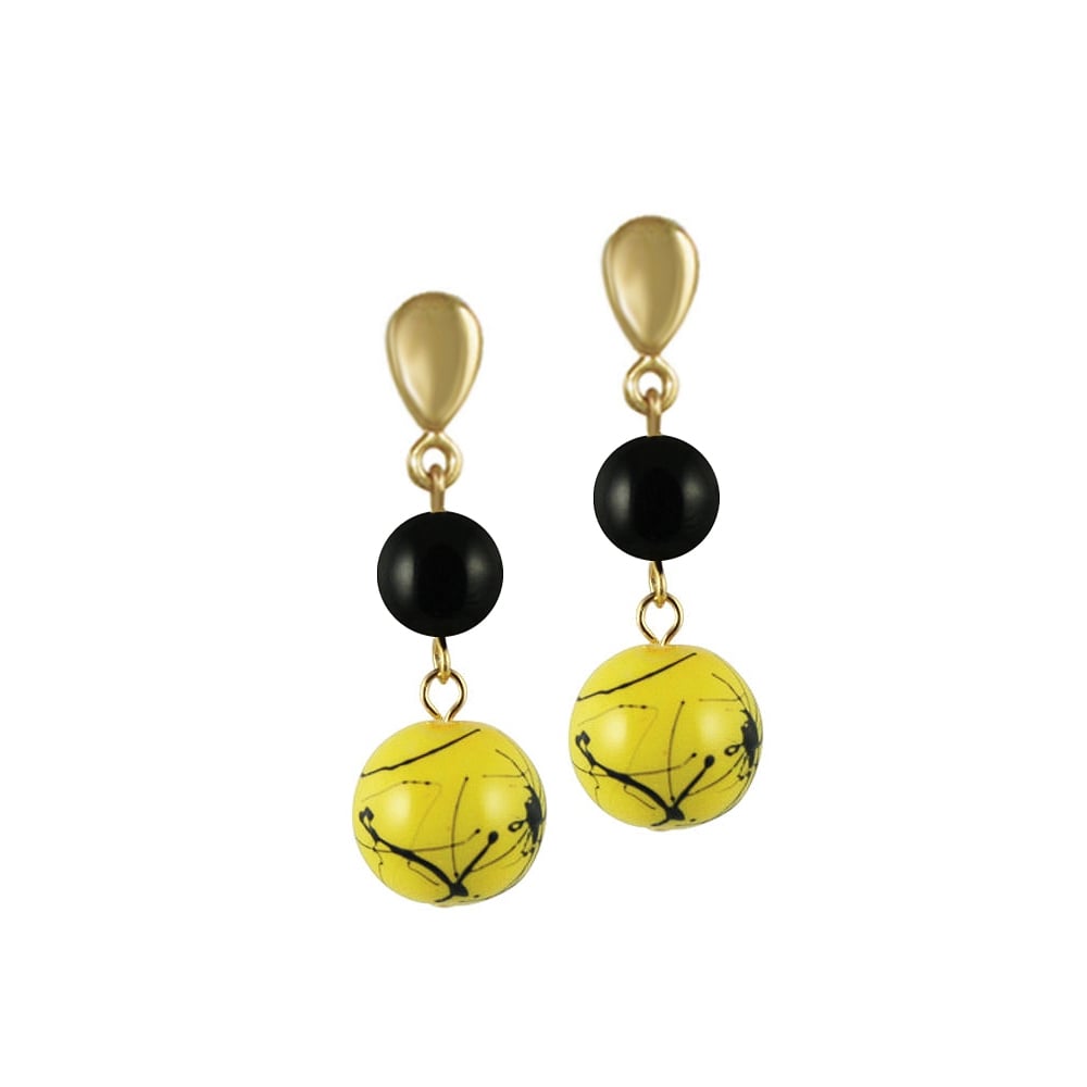 flamboyant_yellow_black_glass_gold_tone_drop_clip_on_earrings_p952_972_image